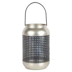 Metall-Laterne Oriental 14X22Cm Dunkelblau