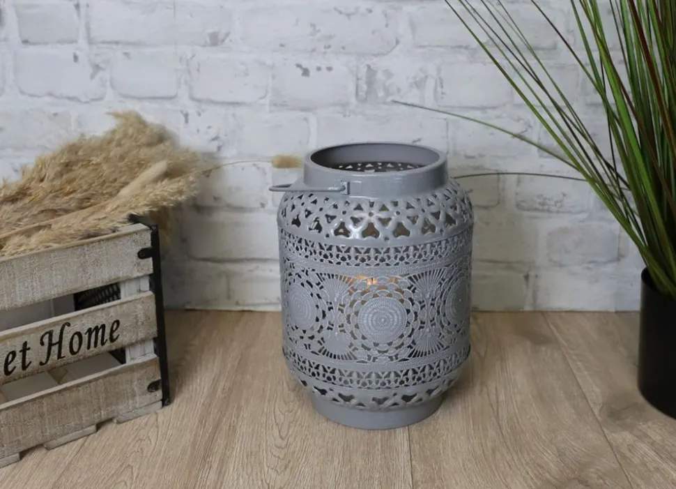 Metall-Laterne Oriental 18X25Cm Hellgrau