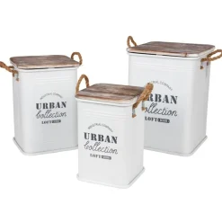 Metall-Sitztonnen Urban Collection 3-Teilig Weis