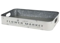 Metalltablett Flower Market Gr. L 49,5X29X8Cm Creme