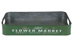 Metalltablett Flower Market Gr. L 49,5X29X8Cm Grun