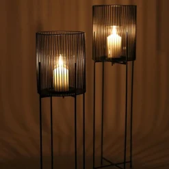 Metall-Windlicht Mit Glaseinsatz 73Cm