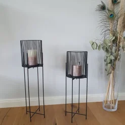 Metall-Windlicht Mit Glaseinsatz 73Cm