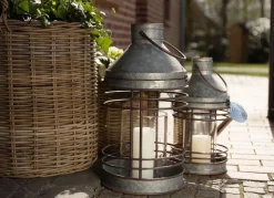 Outdoor-Laternen-Set Aus Zink Mit Glaseinsatz 2-Teilig