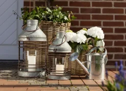 Outdoor-Laternen-Set Aus Zink Mit Glaseinsatz 2-Teilig