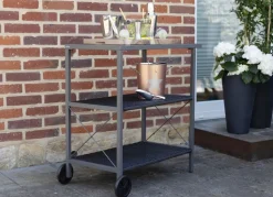 Outdoor-Servierwagen Mit 3 Etagen Und 2 Rollen Anthrazit