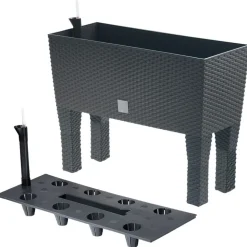 Polyrattan-Blumenbank Mit Bewasserung 60X24,5Cm Anthrazit