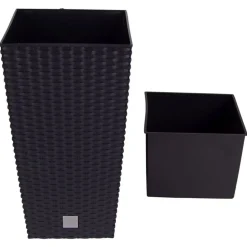 Polyrattan-Pflanztopf Mit Einsatz 22X42X22Cm Anthrazit