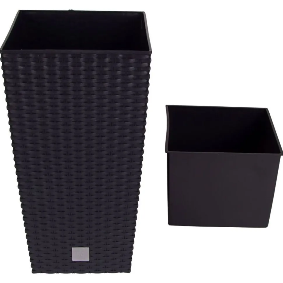 Polyrattan-Pflanztopf Mit Einsatz 22X42X22Cm Anthrazit