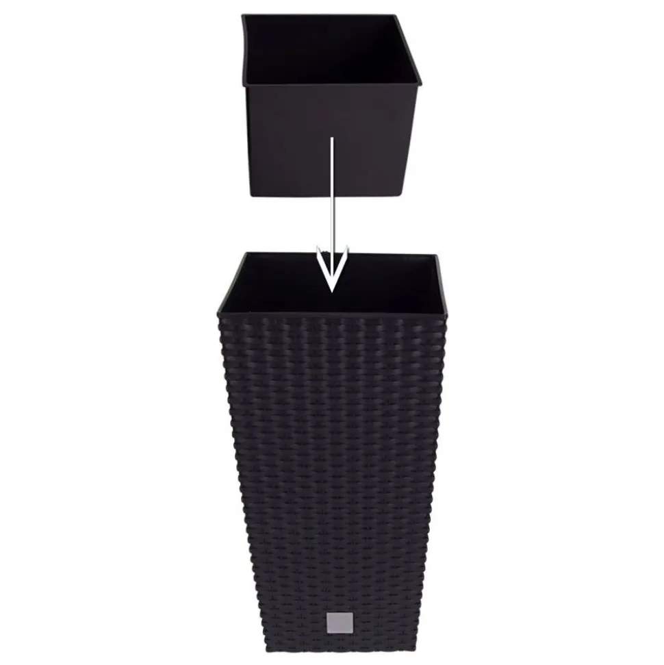 Polyrattan-Pflanztopf Mit Einsatz 22X42X22Cm Anthrazit