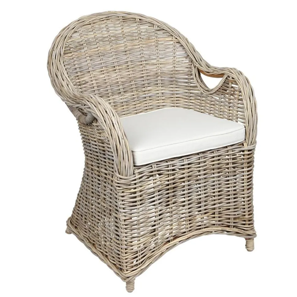 Rattansessel Athena Mit Sitzkissen 4Er-Set Natural-Grey
