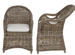 Rattansessel Athena Mit Sitzkissen 4Er-Set Natural-Grey