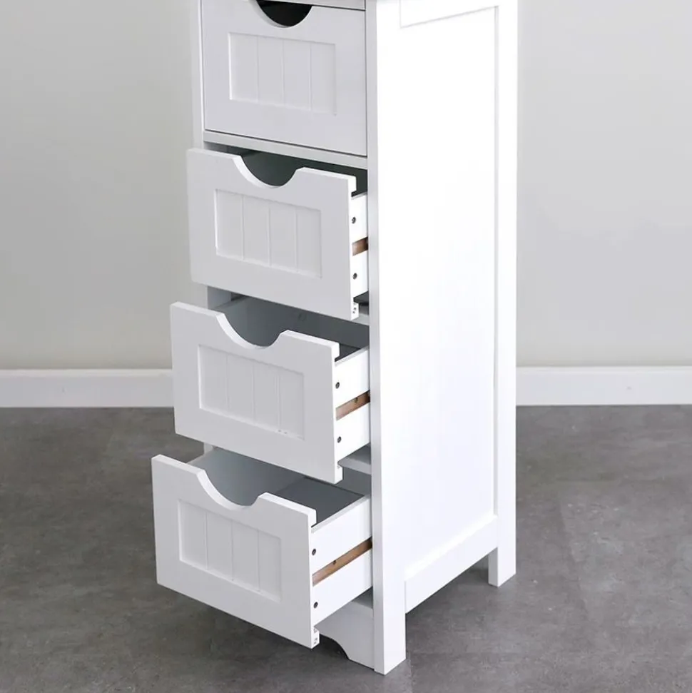 Schrank Maine Mit 4 Schubladen 30X81,5X30Cm Weis