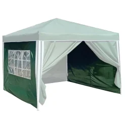2 Seitenwande Mit 1 Fenster Fur Ruck-Zuck Alu-Pavillon 3X3M Grun