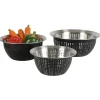 Sieb-Schussel-Set Aus Edelstahl Schwarz 3-Teilig