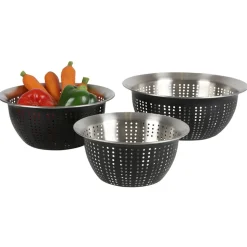 Sieb-Schussel-Set Aus Edelstahl Schwarz 3-Teilig