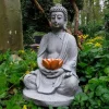 Sitzender Solar-Buddha Mit Led-Blute 40Cm Warmweis