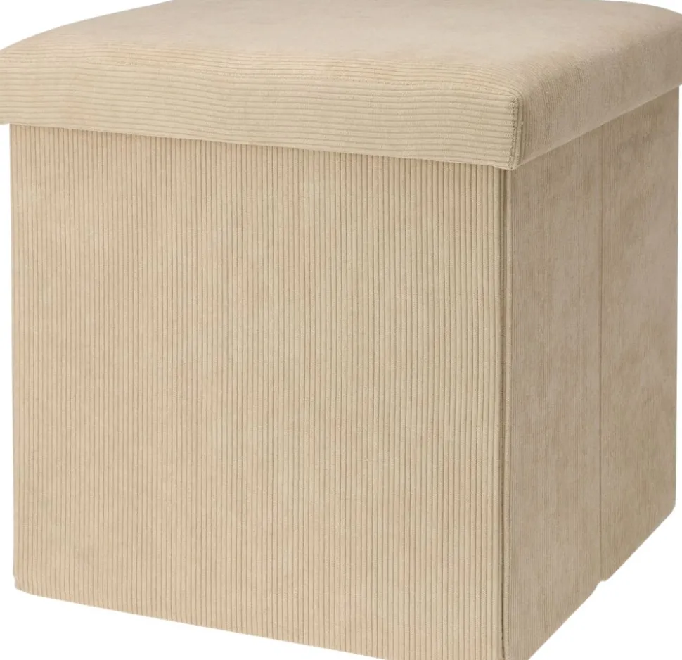 Sitzhocker Aus Cordstoff 38X38X38Cm Natur