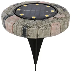 Solar-Bodenstecker Steinoptik Mit 8 Leds Warmweis