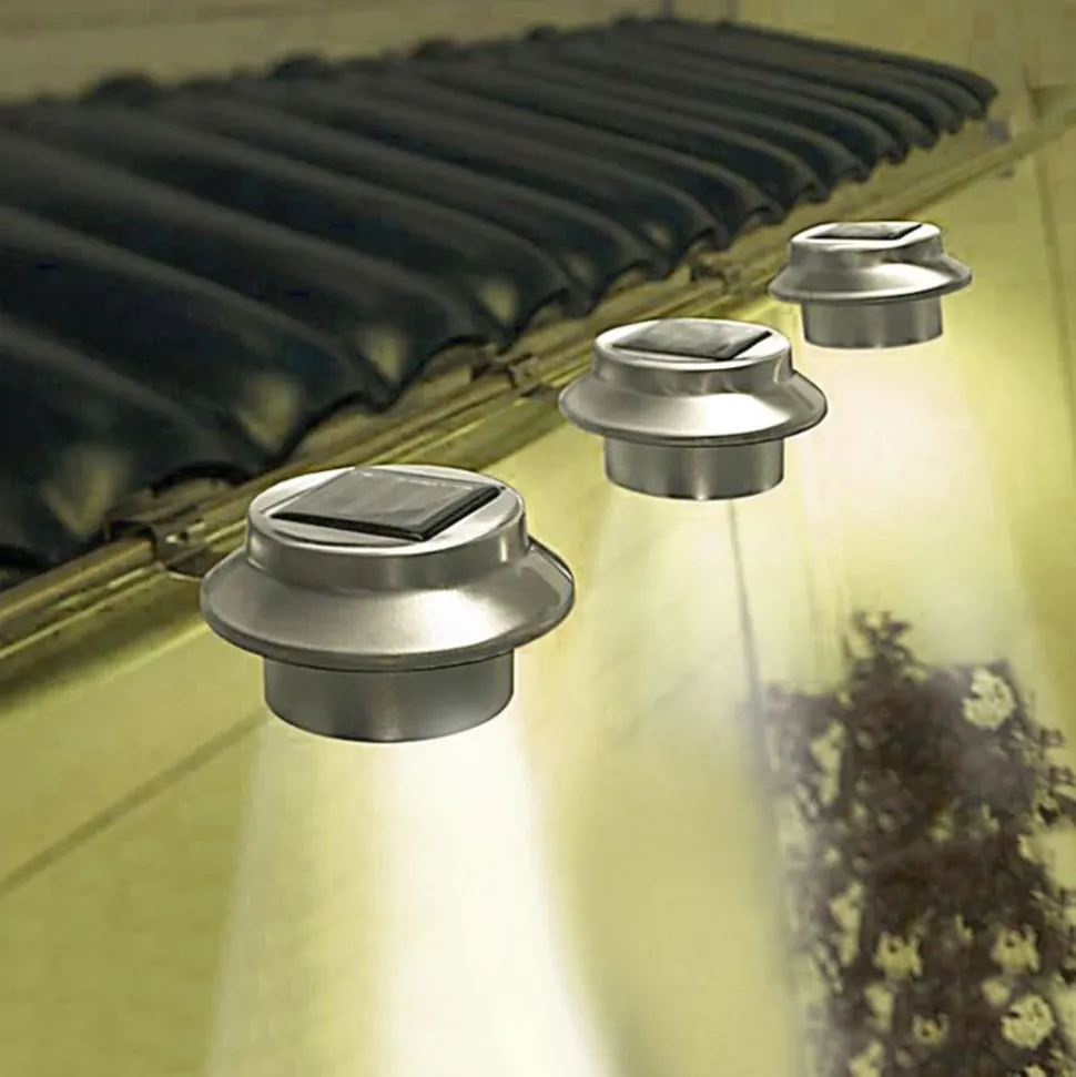 Solar-Dachrinnenleuchten Aus Edelstahl 3Er-Set