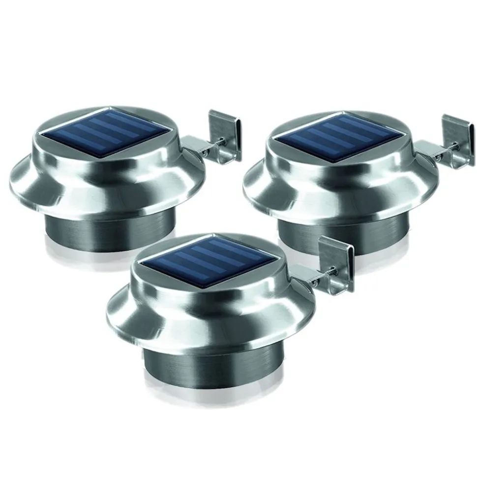 Solar-Dachrinnenleuchten Aus Edelstahl 3Er-Set