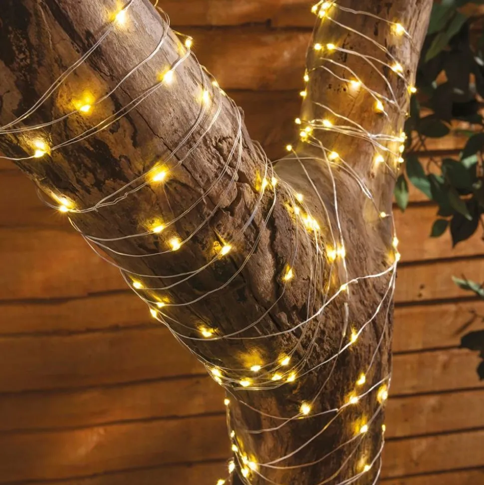 Solar-Drahtlichterkette 21,9M 200 Micro-Leds Warmweis