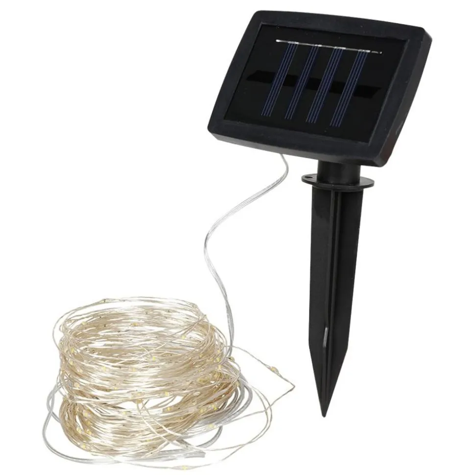 Solar-Drahtlichterkette 21,9M 200 Micro-Leds Warmweis