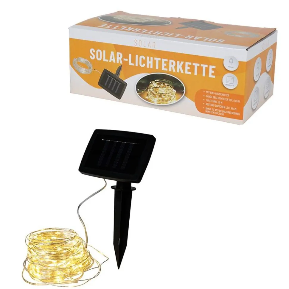 Solar-Drahtlichterkette 11,9M 100 Micro-Leds Warmweis