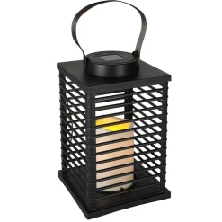 Solar-Laterne Rattan Eckig