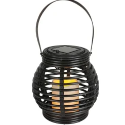 Solar-Laterne Rattan Rund