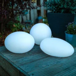 Solar-Led-Gartenleuchte Kiesel 35X23Cm
