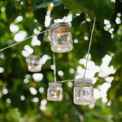 Solar-Lichterkette Mit 8 Dekoglasern Und 24 Leds Warmweis