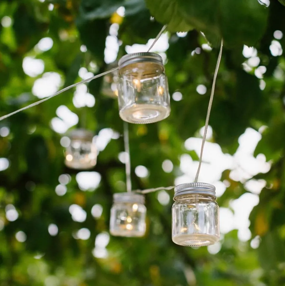 Solar-Lichterkette Mit 8 Dekoglasern Und 24 Leds Warmweis