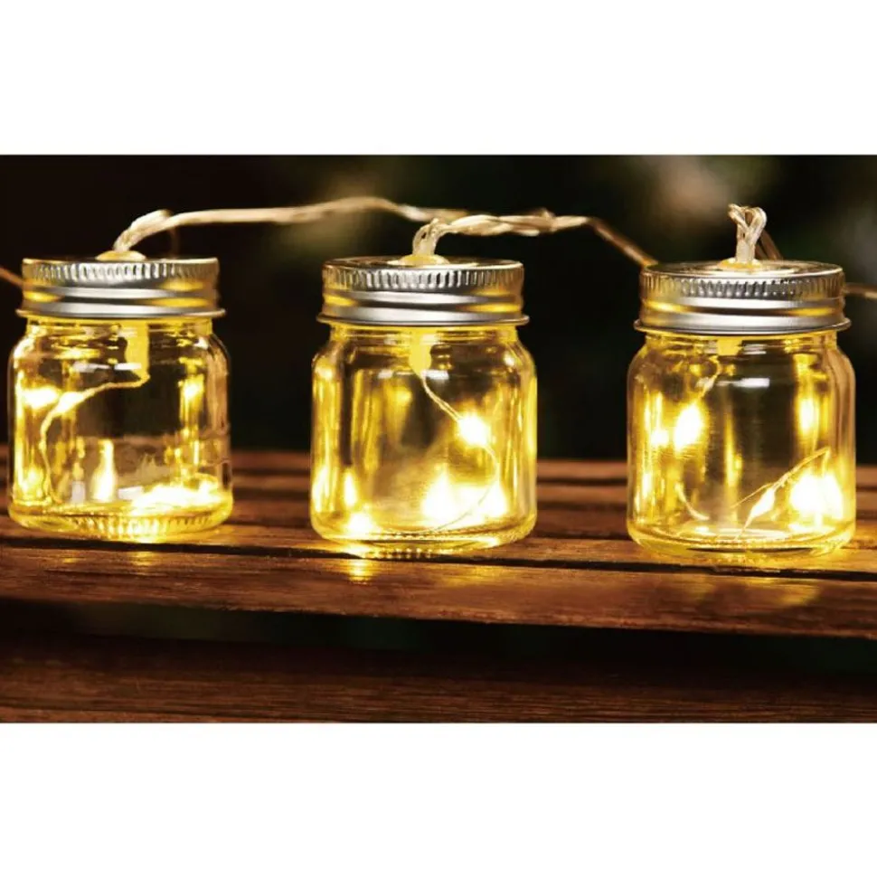 Solar-Lichterkette Mit 8 Dekoglasern Und 24 Leds Warmweis