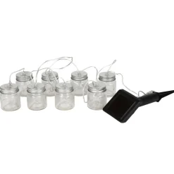 Solar-Lichterkette Mit 8 Dekoglasern Und 24 Leds Warmweis