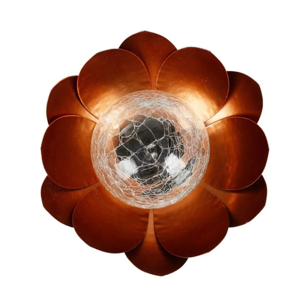 Solar-Lotusblume Mit Crackleglaskugel Und Led-Beleuchtung Warmweis