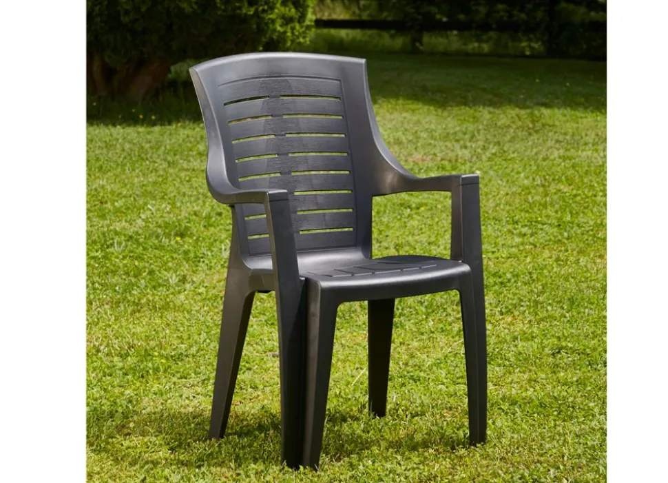 Stapelstuhl Talia In Holzoptik Mit Hoher Lehne 55X60X91Cm