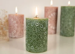 Stumpenkerze Mit Mandala-Pragung 7X14Cm