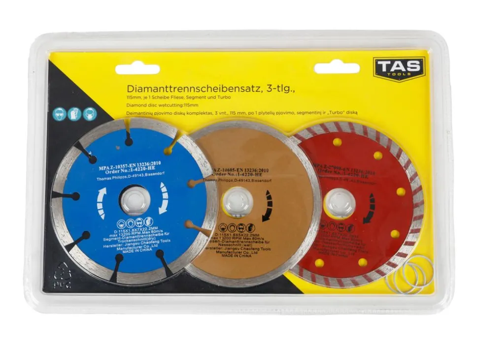 Tas Diamanttrennscheiben-Set 3-Teilig
