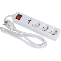 Tischsteckdosenleiste 3-Fach Mit Usb-Anschlussen Und Kippschalter