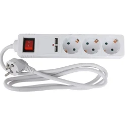 Tischsteckdosenleiste 3-Fach Mit Usb-Anschlussen Und Kippschalter