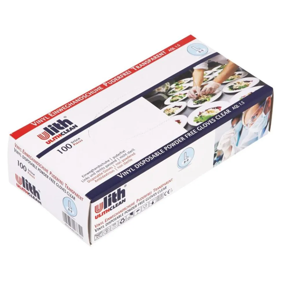 Ulith Vinyl-Einweghandschuhe Puderfrei 100 Stuck Gr. L