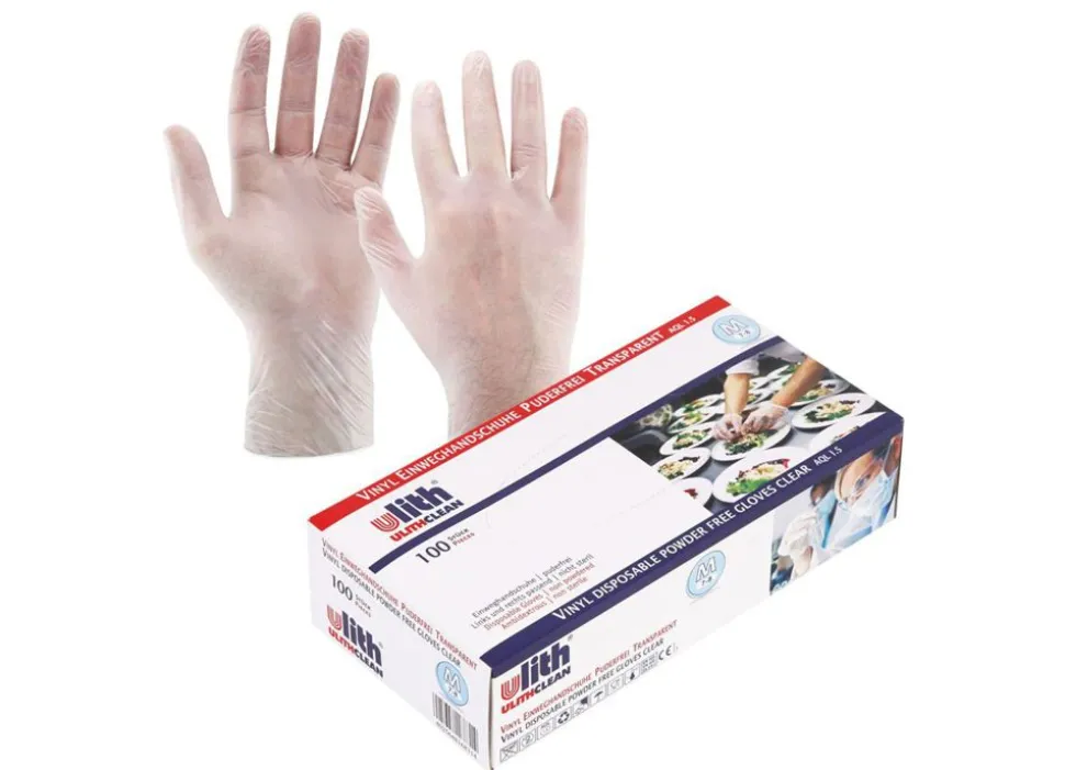 Ulith Vinyl-Einweghandschuhe Puderfrei 100 Stuck Gr. M