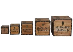 Vintage-Holzkisten 5Er-Set