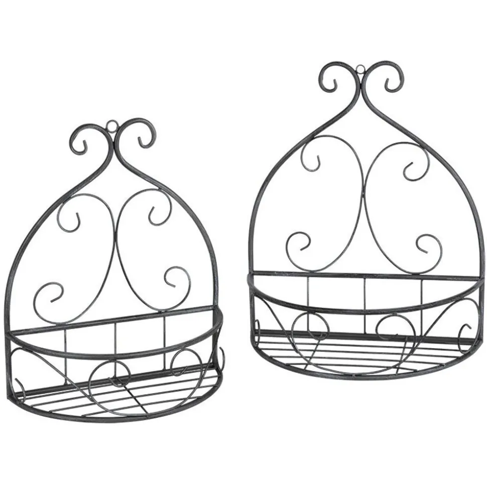 Wandhalbschalen-Set Aus Metall Mit Verzierungen 2-Teilig
