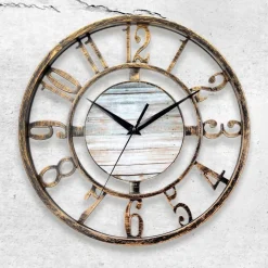 Wanduhr In Messing- Und Holzoptik 28Cm