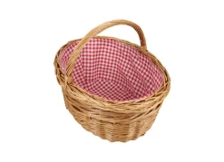 Weiden-Einkaufskorb Mit Karierter Stoffeinlage