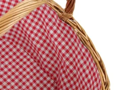 Weiden-Einkaufskorb Mit Karierter Stoffeinlage