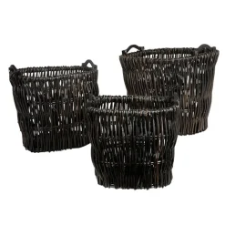 Weidenkorb-Set Oval 3-Teilig Schwarz