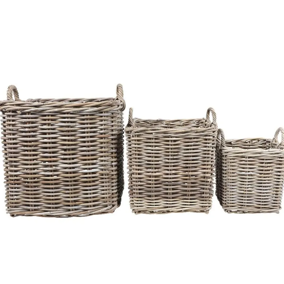 WeidenKörbe Eckig Natural-Grey 3Er-Set